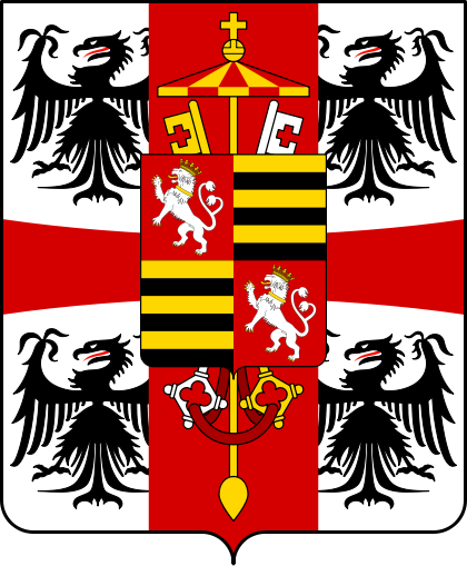 フランチェスコ２世・ゴンザーガの紋章。1510年に教皇軍総司令官に叙任され、中央の鍵が加えられた。