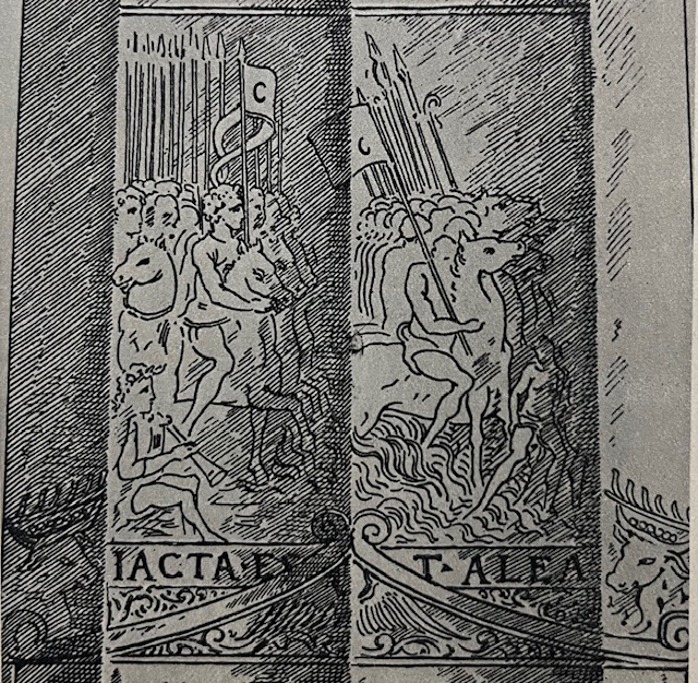 チェーザレの剣、表、装飾、ルビコン河渡河