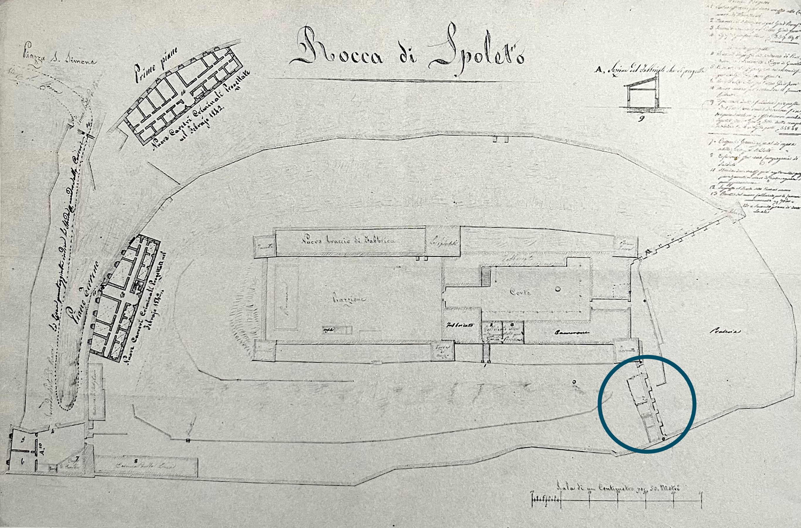 スポレート、城塞、刑務所時代の地図